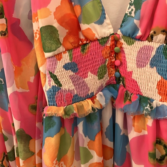 ASOS Floral Long Sleeve V-Neck Dress - Picture 5 of 10